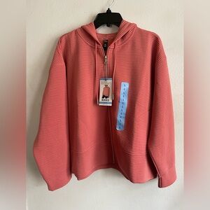 DKNY Pink Ribbed Zip-Up Jacket